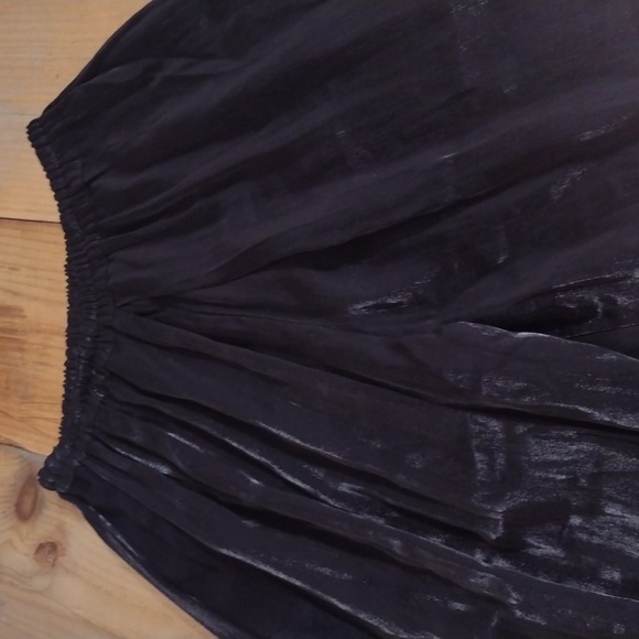 Coco + Juan Vintage Black Shimmer Wide Leg Elastic Waist Pull On Pants Size 2 - Picture 7 of 12